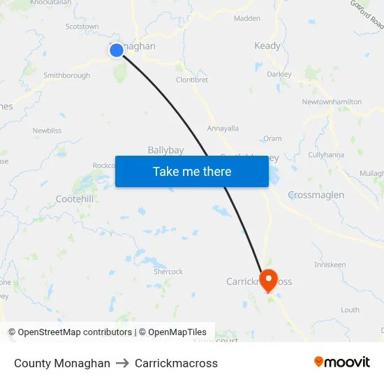 County Monaghan to Carrickmacross map