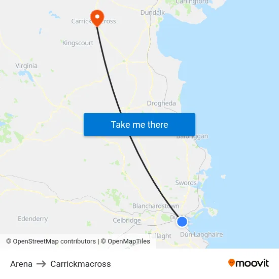 Arena to Carrickmacross map