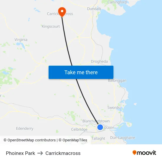 Phoinex Park to Carrickmacross map