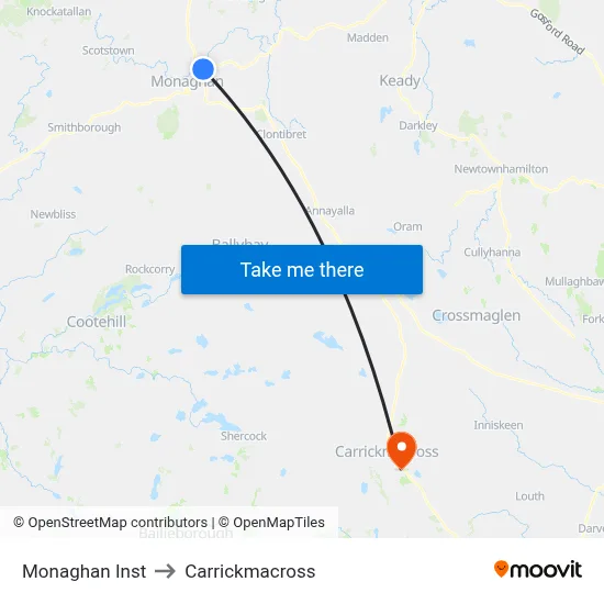 Monaghan Inst to Carrickmacross map