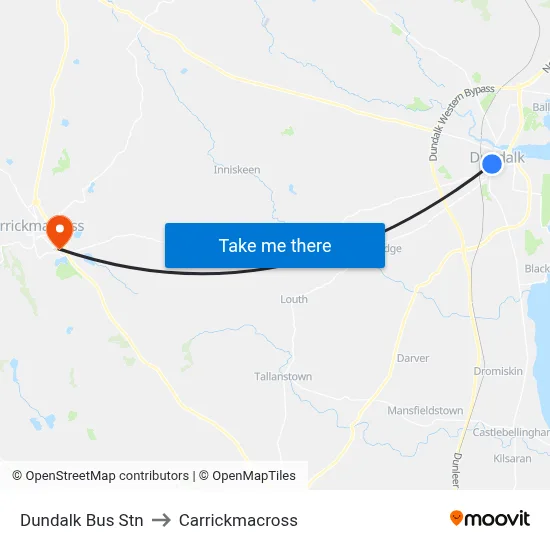 Dundalk Bus Stn to Carrickmacross map