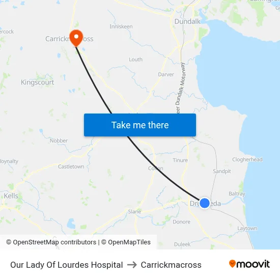 Our Lady Of Lourdes Hospital to Carrickmacross map