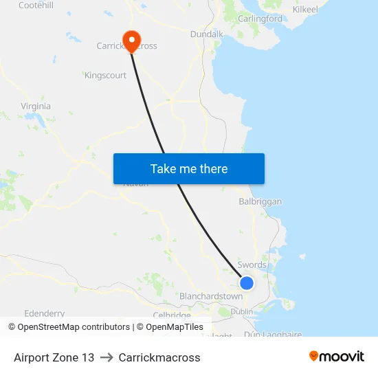 Airport Zone 13 to Carrickmacross map