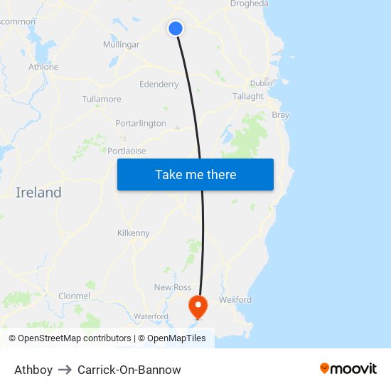 Athboy to Carrick-On-Bannow map