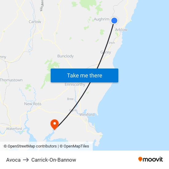 Avoca to Carrick-On-Bannow map