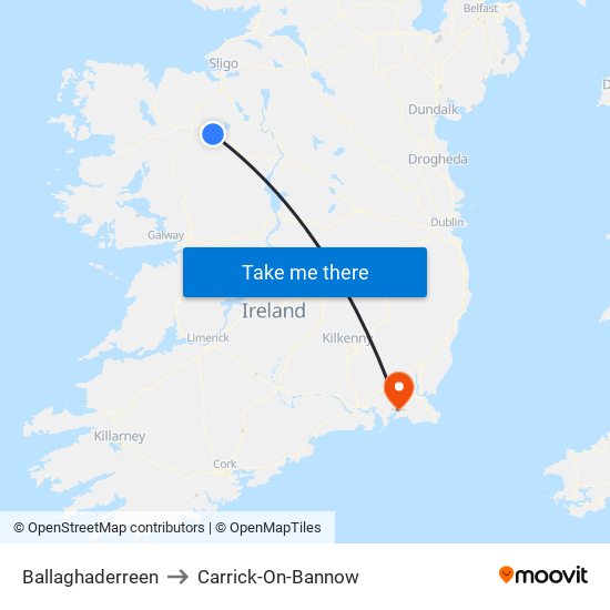 Ballaghaderreen to Carrick-On-Bannow map