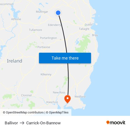 Ballivor to Carrick-On-Bannow map