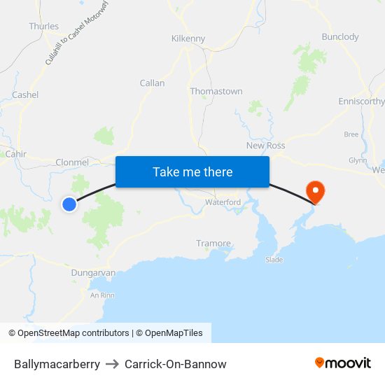 Ballymacarberry to Carrick-On-Bannow map