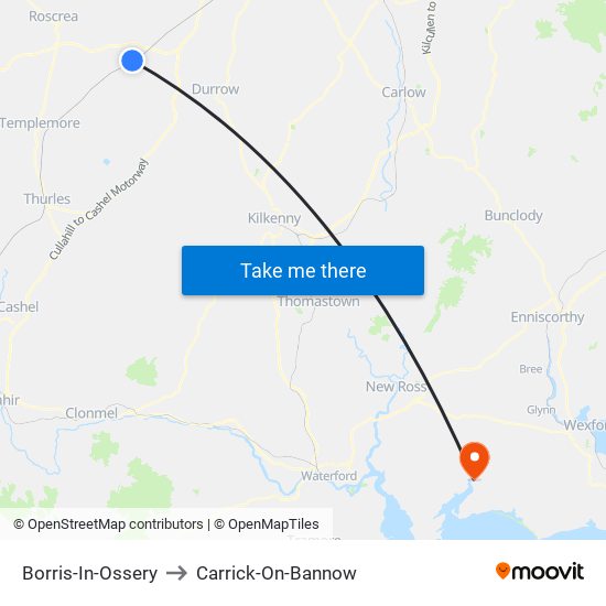 Borris-In-Ossery to Carrick-On-Bannow map