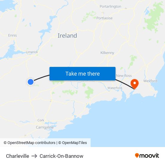 Charleville to Carrick-On-Bannow map