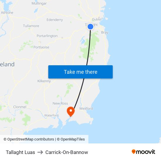 Tallaght Luas to Carrick-On-Bannow map