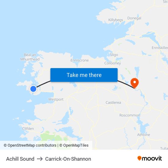 Achill Sound to Carrick-On-Shannon map