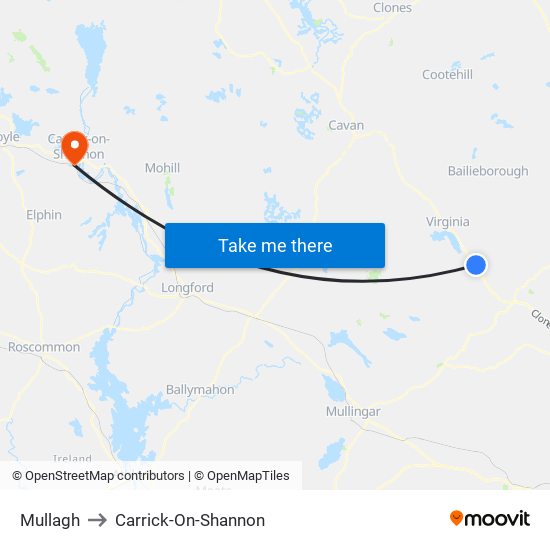 Mullagh to Carrick-On-Shannon map