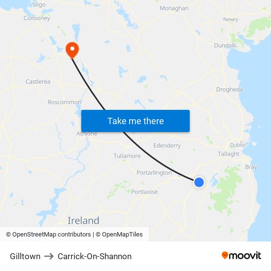 Gilltown to Carrick-On-Shannon map