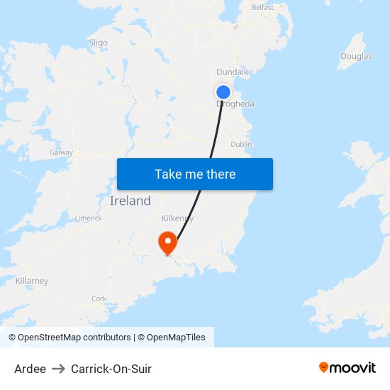 Ardee to Carrick-On-Suir map