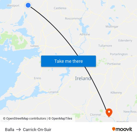 Balla to Carrick-On-Suir map