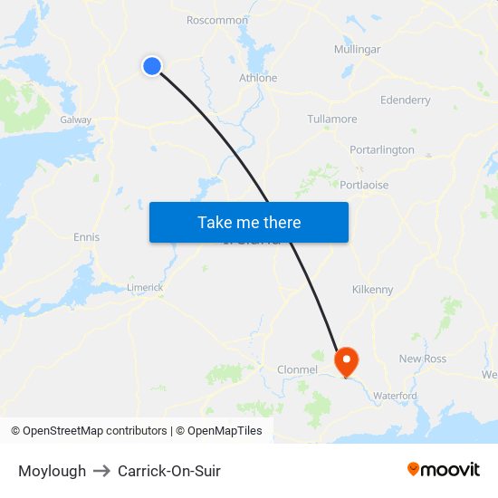 Moylough to Carrick-On-Suir map