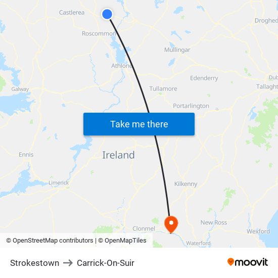 Strokestown to Carrick-On-Suir map