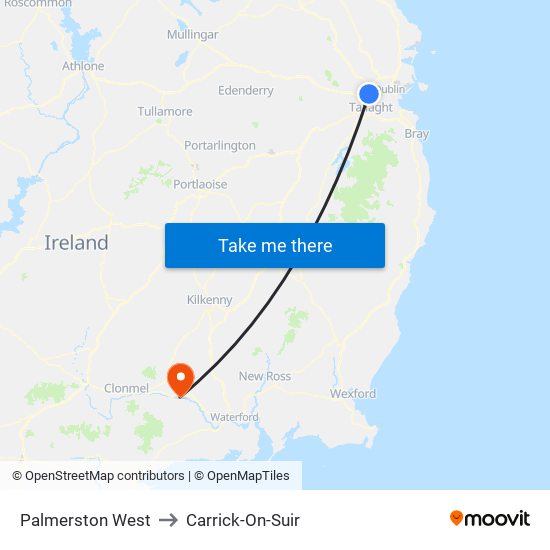 Palmerston West to Carrick-On-Suir map