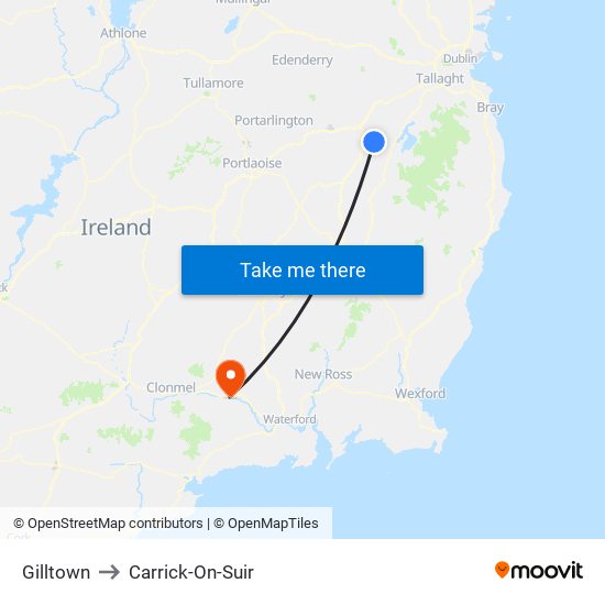 Gilltown to Carrick-On-Suir map