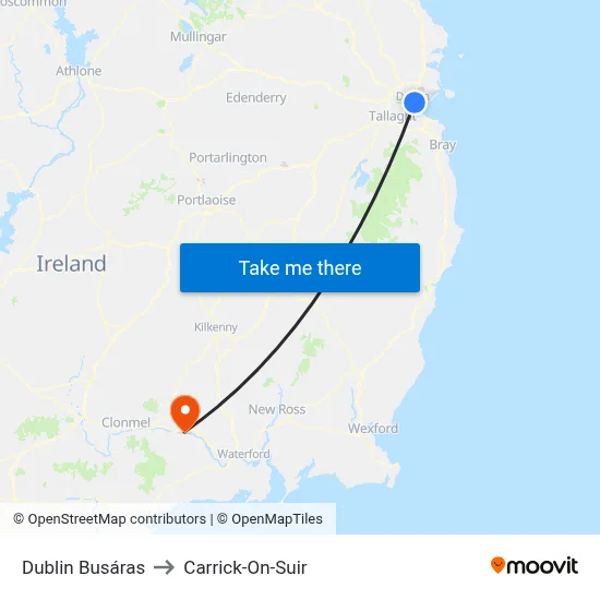 Dublin Busáras to Carrick-On-Suir map
