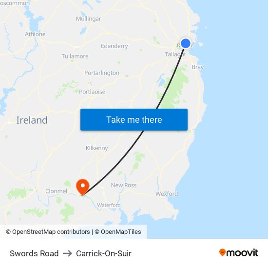 Swords Road to Carrick-On-Suir map