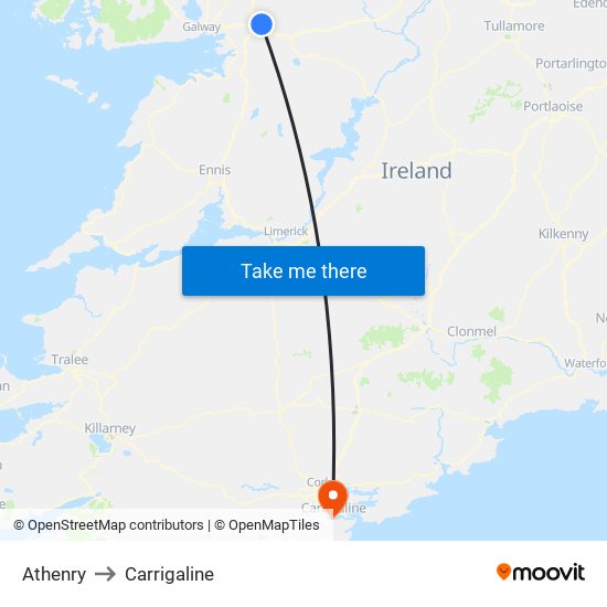 Athenry to Carrigaline map