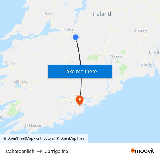 Caherconlish to Carrigaline map