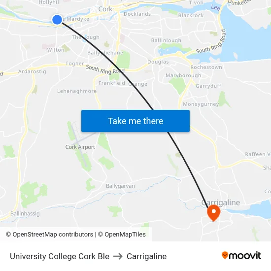 University College Cork Ble to Carrigaline map