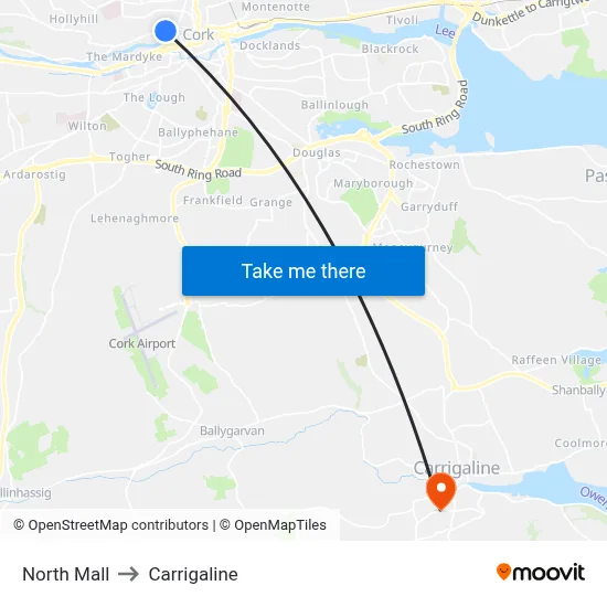 North Mall to Carrigaline map