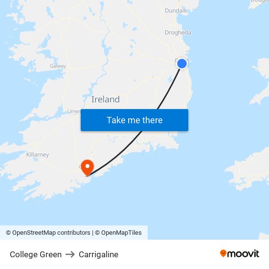 College Green to Carrigaline map