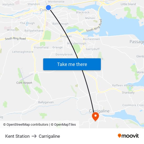 Kent Station to Carrigaline map