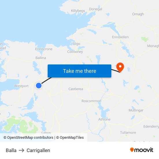 Balla to Carrigallen map