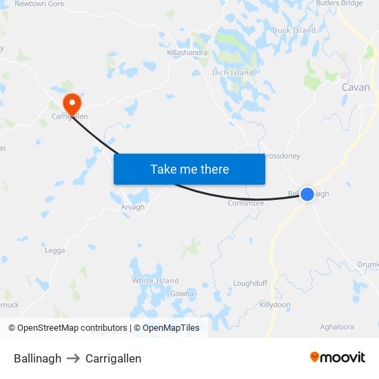 Ballinagh to Carrigallen map