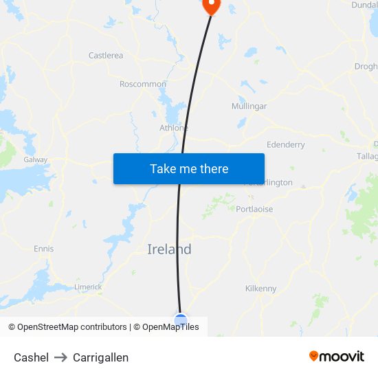 Cashel to Carrigallen map