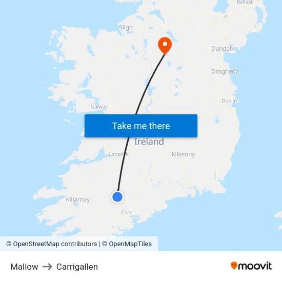 Mallow to Carrigallen map
