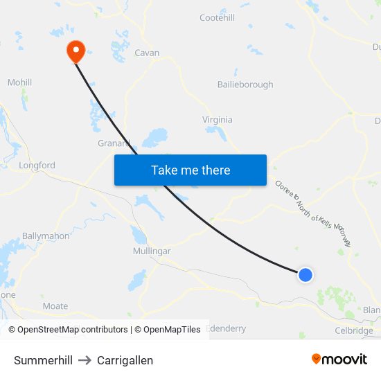 Summerhill to Carrigallen map