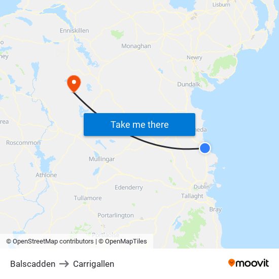 Balscadden to Carrigallen map