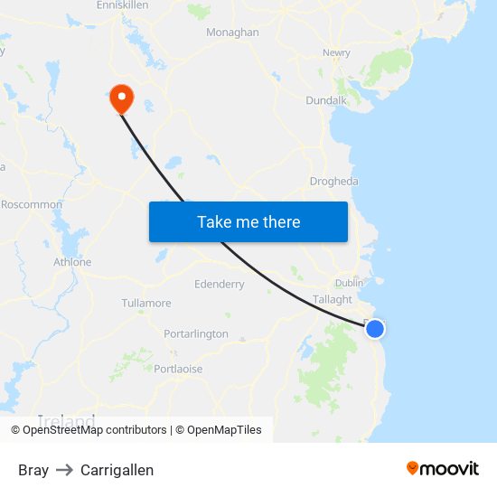 Bray to Carrigallen map