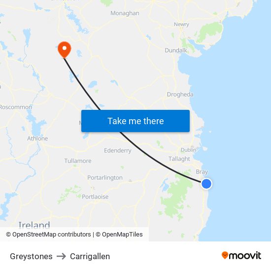 Greystones to Carrigallen map