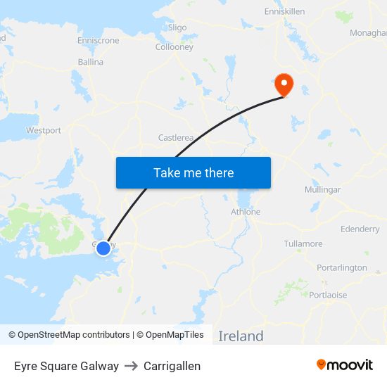 Eyre Square Galway to Carrigallen map