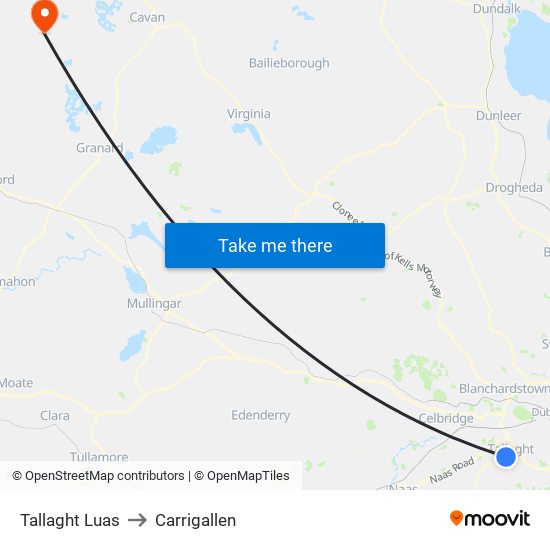 Tallaght Luas to Carrigallen map