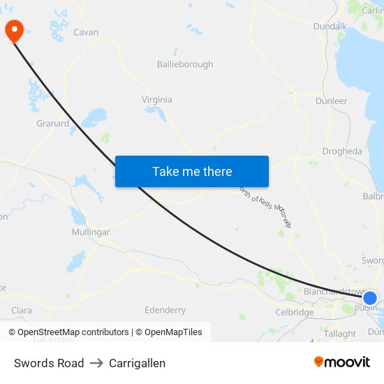 Swords Road to Carrigallen map