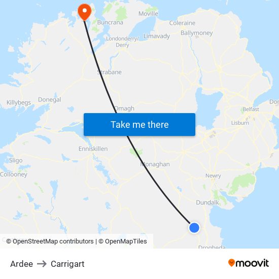 Ardee to Carrigart map