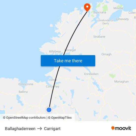 Ballaghaderreen to Carrigart map