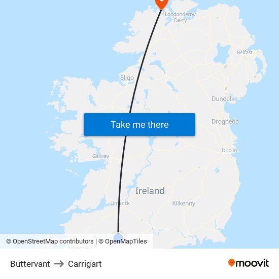 Buttervant to Carrigart map