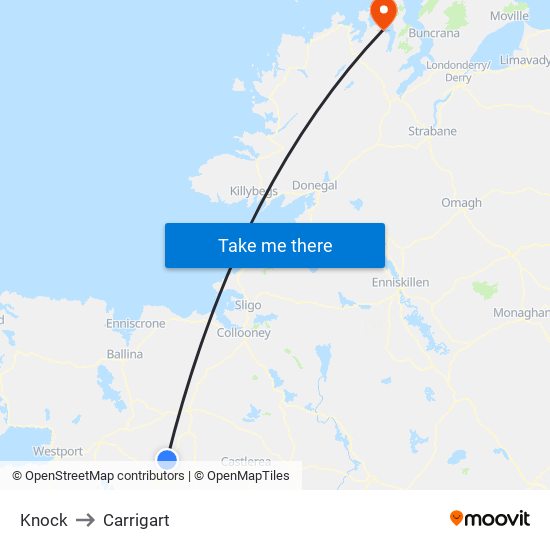 Knock to Carrigart map