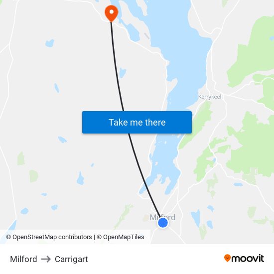 Milford to Carrigart map