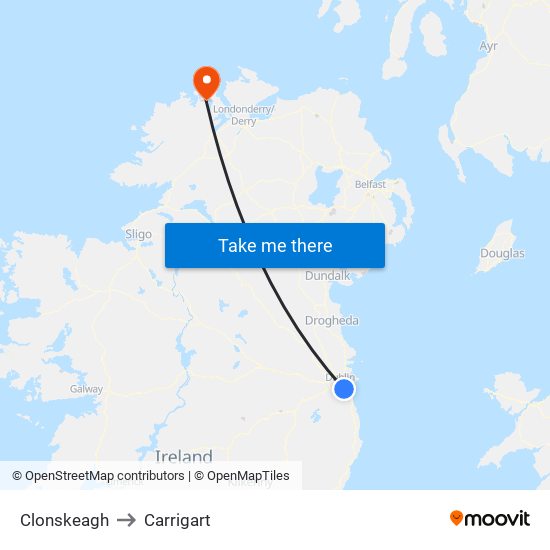 Clonskeagh to Carrigart map