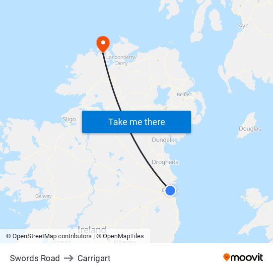 Swords Road to Carrigart map
